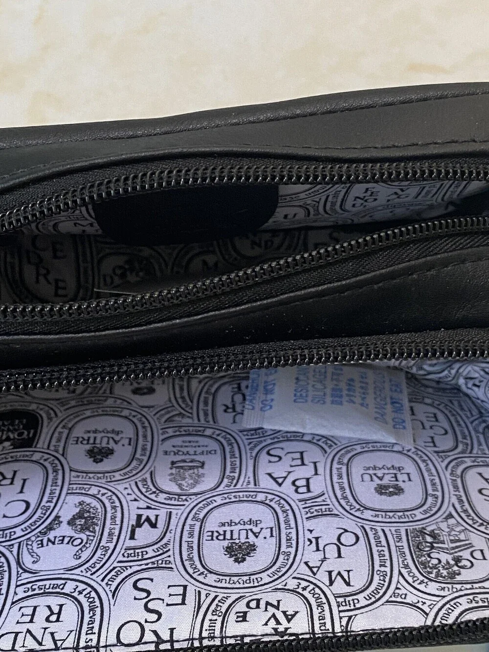 New Diptyque Paris Black Double Zip Travel Cosmetic Case Pouch